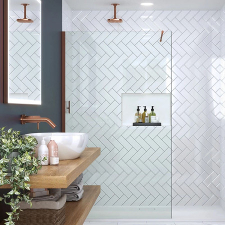 Merlyn 800mm Brushed Bronze 8mm Wetroom Panel