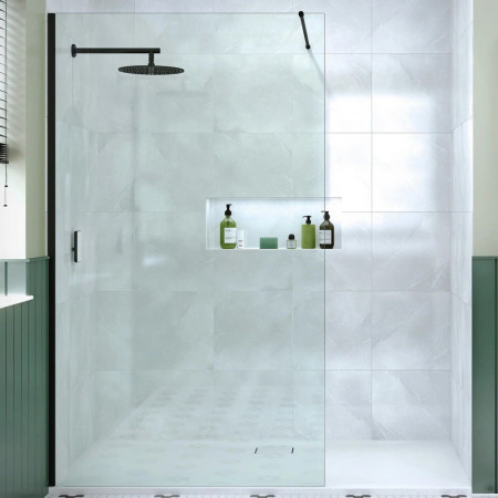 Merlyn 800mm Matt Black 8mm Wetroom Panel