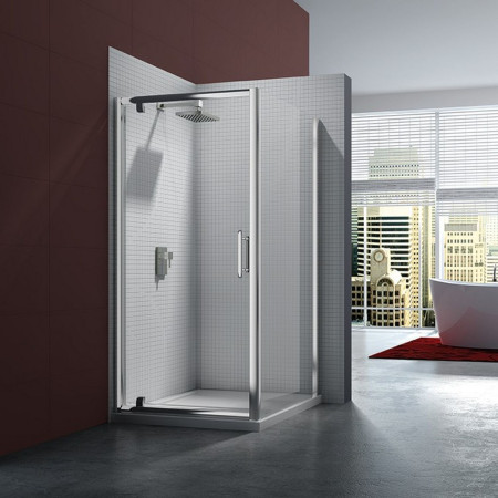 M61221 Merlyn 6 Series 900mm Pivot Shower Door with Side Panel
