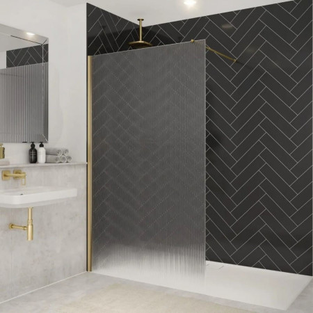 Merlyn 1200mm Brushed Brass 8mm Fluted Wetroom Panel