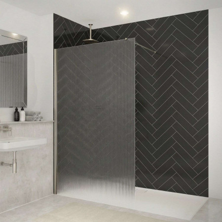Merlyn 1000mm Brushed Nickel 8mm Fluted Wetroom Panel