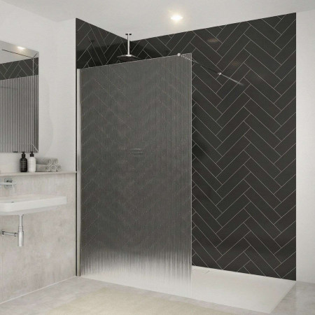 Merlyn 800mm Chrome 8mm Fluted Wetroom Panel
