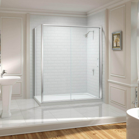 M88251 Merlyn 8 Series 1100mm Sliding Shower Door with a Side Panel