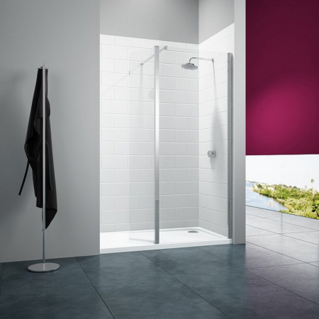 Merlyn 8 Series 800mm Showerwall with Swivel Panel Including Tray