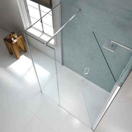 S8FPI1102H Merlyn 8 Series 900mm Frameless Pivot Door & 200mm Inline Panel Lifestyle