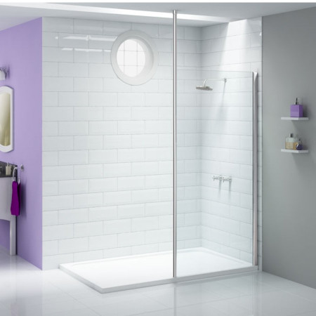 A0409M0/A0417C0 Merlyn 8mm Ionic 600mm Showerwall with Vertical Post