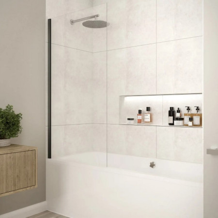 Merlyn Fixed Matt Black Square Single Panel Bath Screen