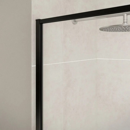 MB14FMB Merlyn Fixed Matt Black Square Single Panel Framed Bath Screen Anodised Frame