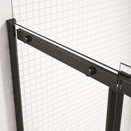 BLKFSL1200H Merlyn Ionic Essence Black 1200mm Sliding Shower Door Top Rail Close Up