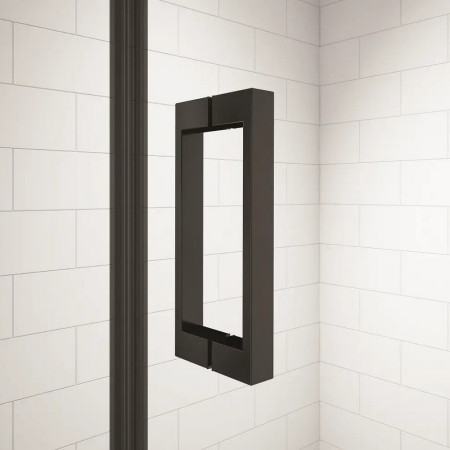 BLKH900SP Merlyn Ionic Essence Black 900+ Hinged Inline Shower Door with a Black Double Handle