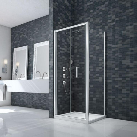 DWH00B0 Merlyn Ionic Essence Framed 760mm Bifold Shower Door with a Side Panel