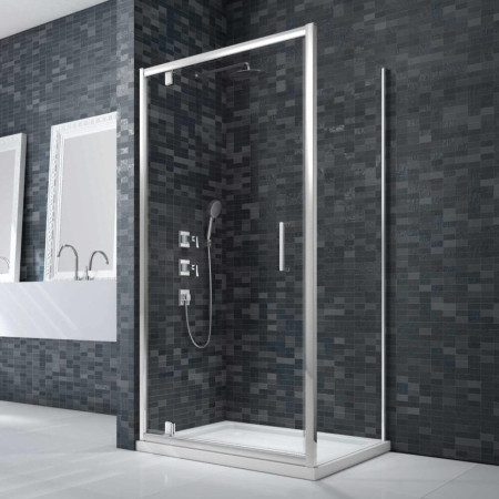 DWH06B0 Merlyn Ionic Essence Framed 760mm Pivot Door with a Side Panel