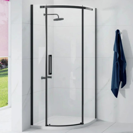 Merlyn Ionic Essence Frameless Black 1200 x 900mm One Door Right Hand Offset Quadrant Enclosure