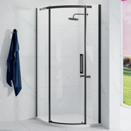 Merlyn Ionic Essence Frameless Black 1200 x 900mm One Door Left Hand Offset Quadrant Enclosure