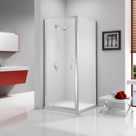 A0306E0 Merlyn Ionic Express 900mm Pivot Shower Door with a Side Panel
