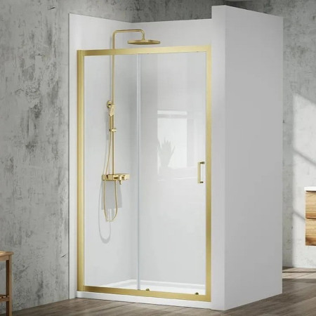 Merlyn MBox 1100mm Sliding Shower Door Brushed Brass