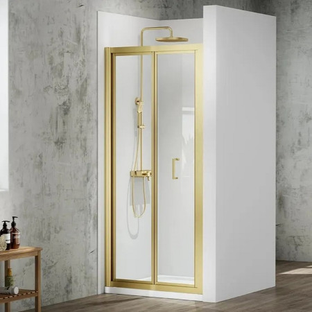 Merlyn MBox 1000mm Bifold Shower Door in Brushed Brass