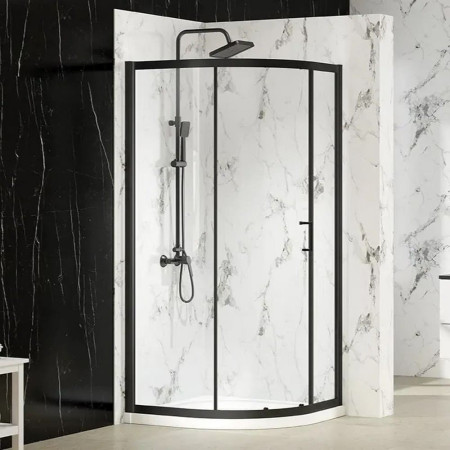 Merlyn MBox 800 x 800mm 1 Door Quadrant Shower Enclosure in Matt Black