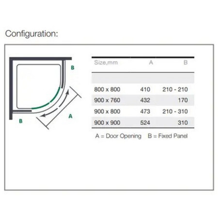 MB2Q900MB Merlyn MBox 900 x 900mm 2 Door Quadrant Shower Enclosure in Matt Black Technical Drawing