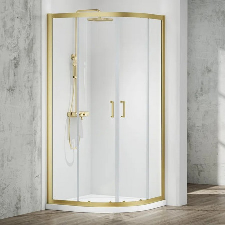 Merlyn Mbox 800 x 800mm 2 Door Quadrant Shower Enclosure in Brushed Brass