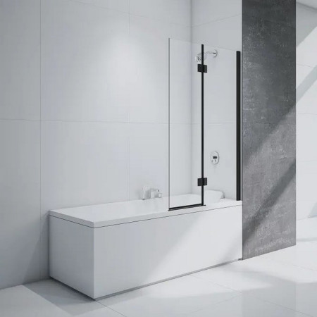 Merlyn Two Panel Right Hand Hinged Bath Screen in Black