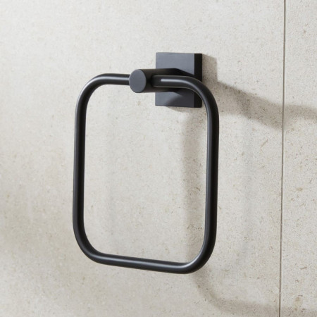 8805B Miller Atlanta Black Towel Ring Bathroom Setting
