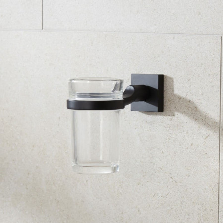 8803B Miller Atlanta Black Tumbler Holder Bathroom Setting