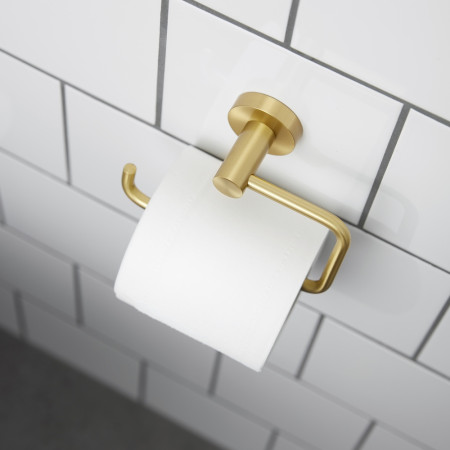 8710MP1 Miller Bond Brushed Brass Toilet Roll Holder with Paper Roll
