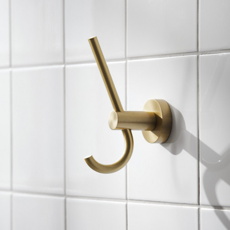 8712MP1 Miller Bond Double Robe Hook In Brushed Brass Lifestyle