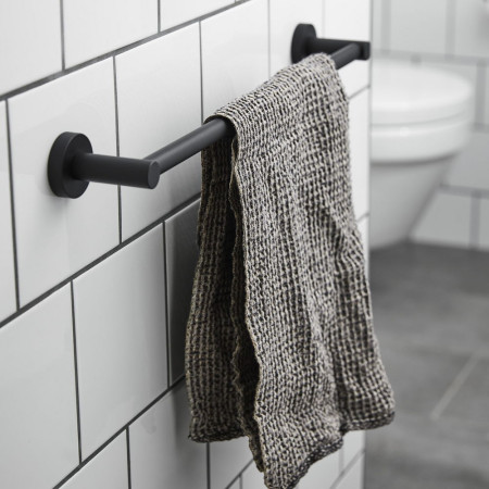 8706B Miller Bond Matt Black 495mm Towel Rail Bathroom Setting