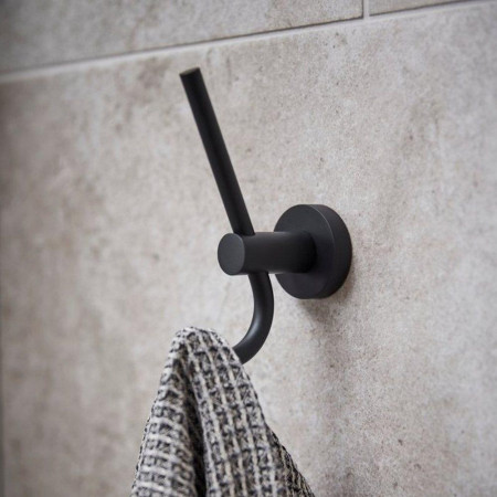 8712B Miller Bond Matt Black Double Robe Hook Lifestyle