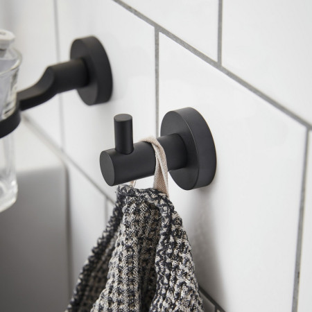 8722B Miller Bond Matt Black Single Robe Hook Bathroom Setting