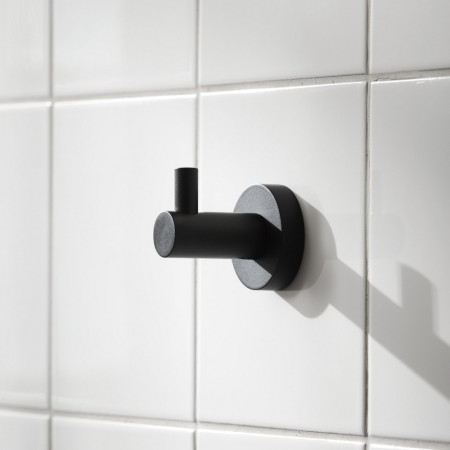 8722B Miller Bond Matt Black Single Robe Hook Lifestyle