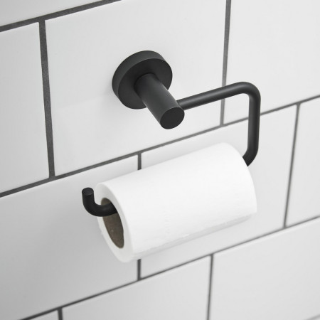 8710B Miller Bond Matt Black Toilet Roll Holder Lifestyle