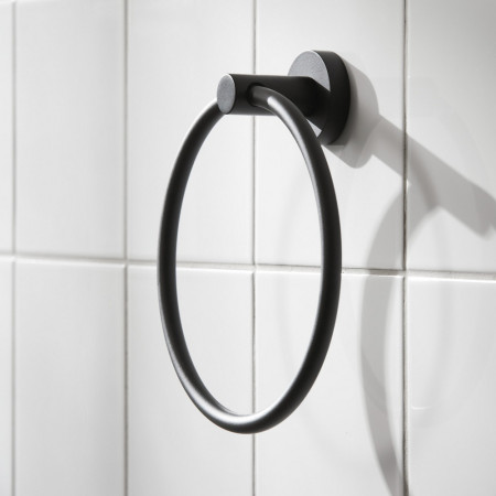 8705B Miller Bond Matt Black Towel Ring Lifestyle