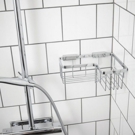 854C Miller Chrome Angled Corner Basket Lifestyle