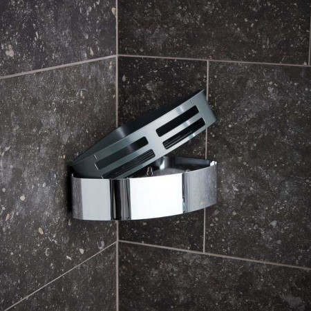 879C Miller Classic Corner Basket with Removable Tray Bathroom Setting
