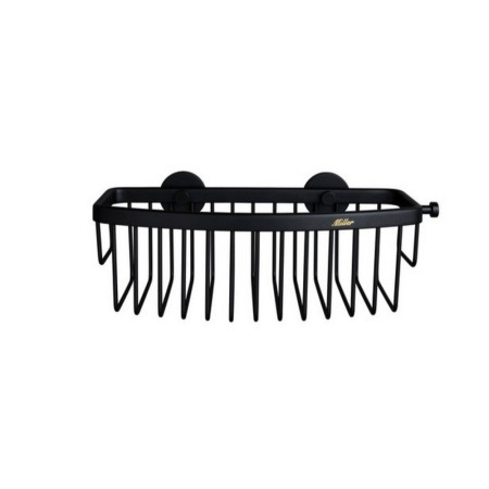 866B/BG1 Miller Classic D Shaped Basket in Black with Gluable Wall Brackets (1)