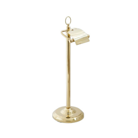 Miller Classic Freestanding Polished Brass Toilet Roll Holder with Lid