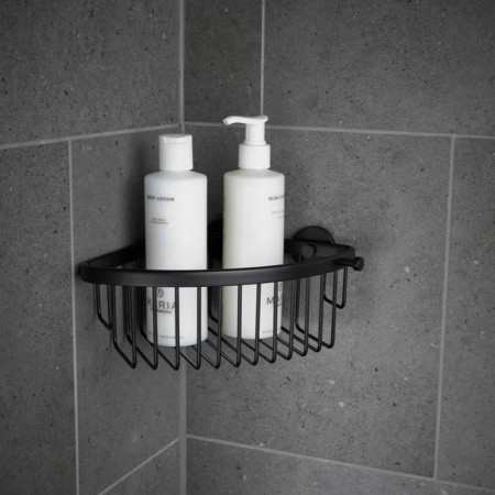 856B Miller Classic Matt Black Corner Basket Lifestyle