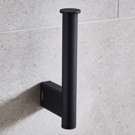 8419B Miller Miami Spare Toilet Roll Holder in Black Vertical Orientation