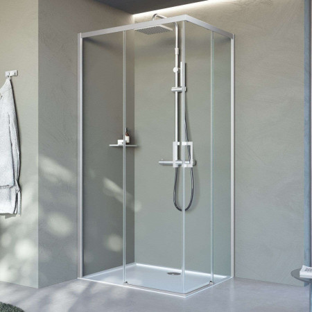 Novellini Click AH 1000mm Corner Entry Shower Enclosure in Matt Black