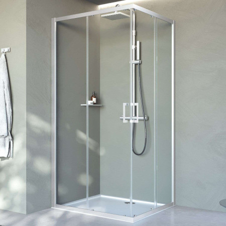 Novellini Click A 900mm Corner Entry Shower Enclosure in Silver