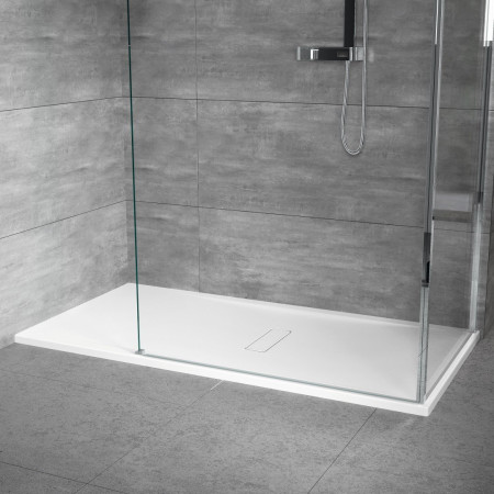 Novellini Custom Touch 1400 x 700mm Shower Tray in Soft White Room Setting