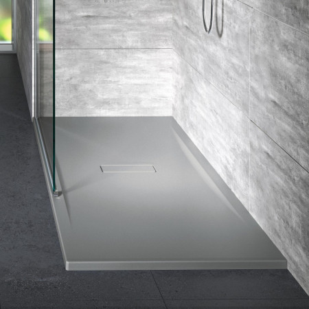 Novellini Custom Touch 1200 x 700mm Shower Tray in Grey Room Setting