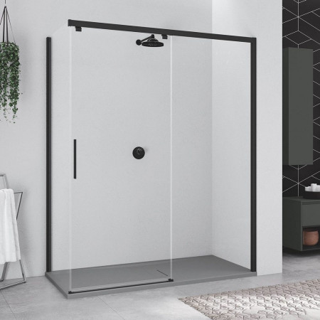 Novellini Kuadra 2.0 PH+FH 1400mm RH Sliding Door in Matt Black