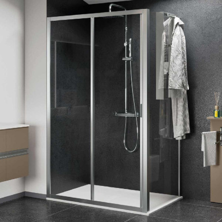 Novellini Lunes 2.0 2P 1080-1140 Sliding Shower Door in Chrome