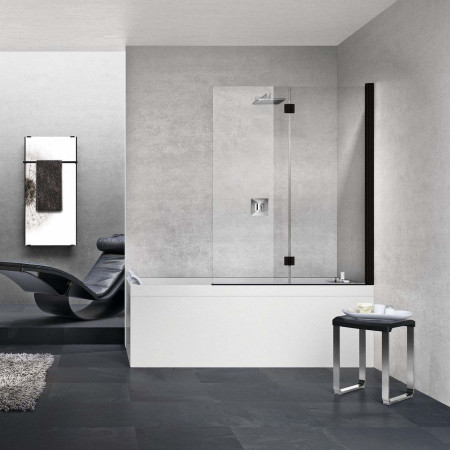 Novellini Young 1ASV Black Right Hand Folding Bath Screen