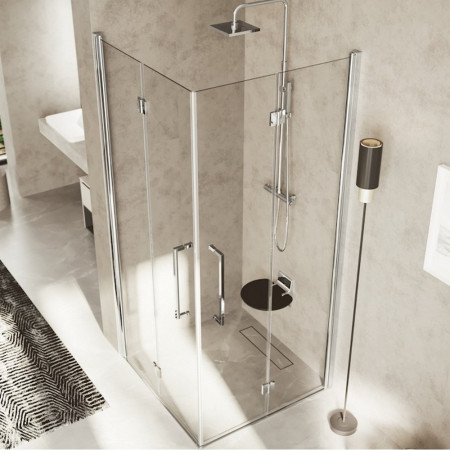 Y22GS73LS-1K/Y22GS73LD-1K Novellini Young 2GS Corner Entry 760mm Bi-Fold Shower Enclosure (1)