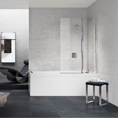 Novellini Young 3V 980mm Two Section Hinged Bath Screen